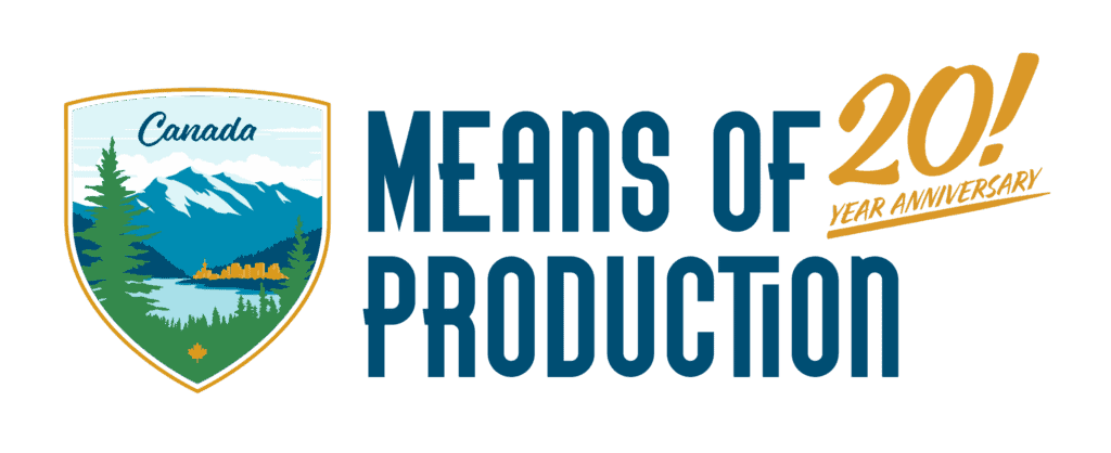 means of production secondary logo deep teal 20 years